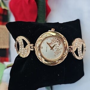 VINTAGE WOMAN'S SEIKO ROSE GOLD n DIAMOND PEACOCK WATCH